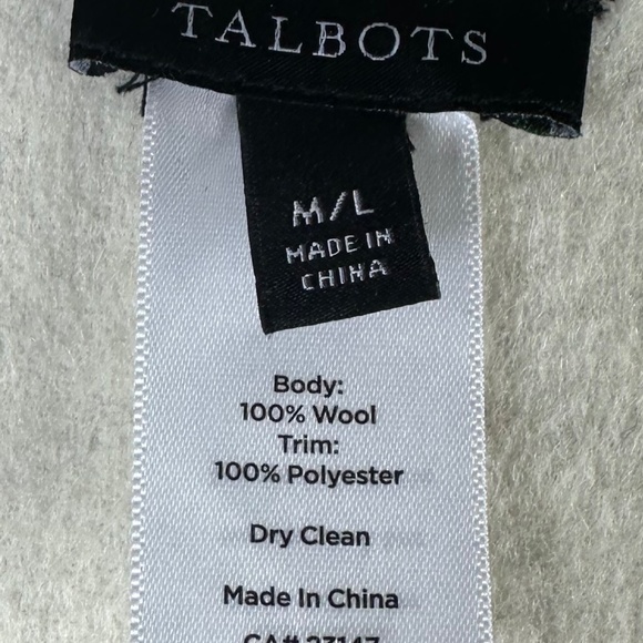 Talbots Open Poncho Sweater Kimono Cape Sz M/L Medium Large Gray WOOL Pinetree - Picture 5 of 5